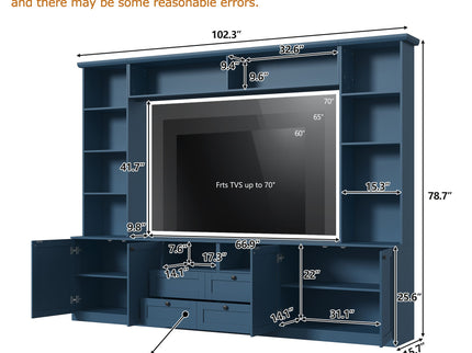 Farmhouse Elegant Entertainment Center Wall Unit With 4 Drawers