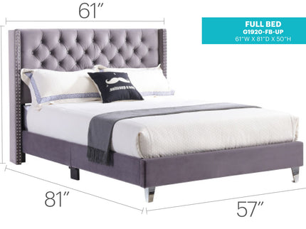 Upholstered Nailhead Trim Chic Bed