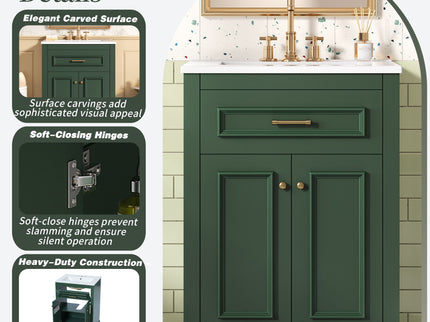 Bathroom Vanity With Integrated Sink, 2 Door Cabinet With Tip Out Drawer, Rectangular Design