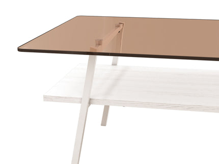 Rectangle Coffee Table, Tempered Glass Tabletop Modern Table For Living Room