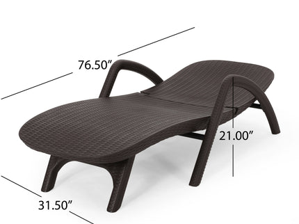 Polypropylene Resin Chaise Lounge With Hand Crafted Details - Dark Brown