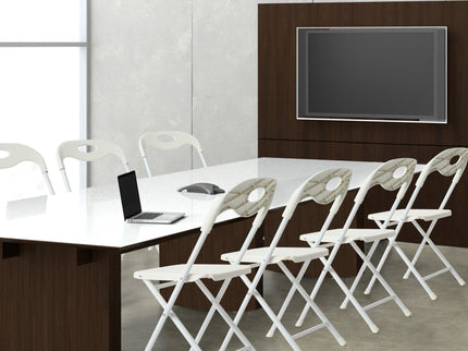 Folding Chairs, Stackable & Waterproof (Set of 4) - White
