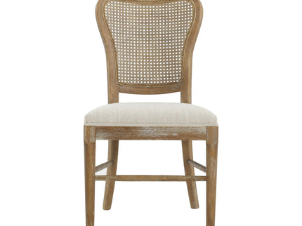 Classic Retro Dining Chair (Set of 2) With Rattan Backrest - Dark Brown / Beige