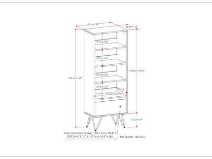Chase - Tall Bookcase - Rustic Natural Aged Brown