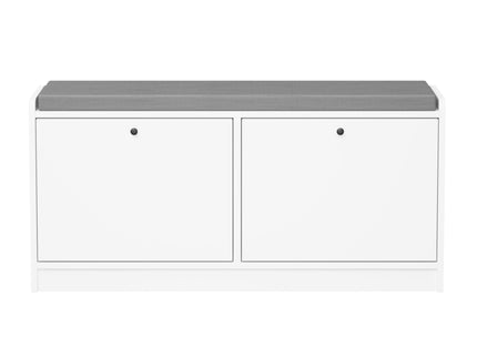 Shoe Storage Bench With Cushion, Entryway Organizer Cabinet For Hallway - White