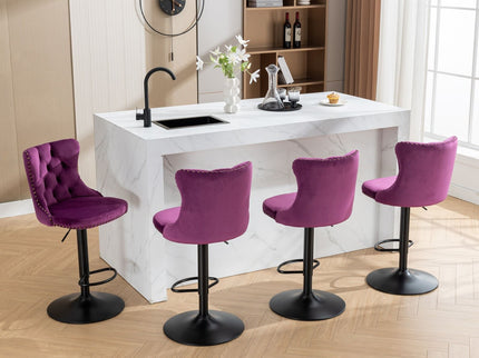 Swivel Barstools Adjusatble Seat Height, Modern Upholstered Bar Stools With Backs Comfortable Tufted For Home Pub And Kitchen Island (Set of 2)