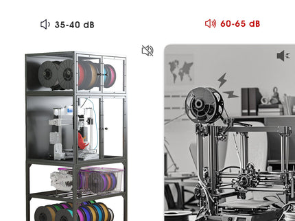 3D Printer Cabinet With Double Layer Filament Storage, Noise Reducing Design - Black