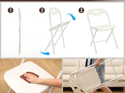 Folding Chairs, Stackable & Waterproof (Set of 4) - White