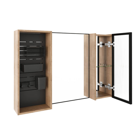41.6" Wall Mounted Bathroom Cabinet With Adjustable Shelves Storage Cabinet - Imitative Oak