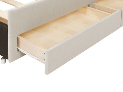 Upholstered Platform Bed With Twin Size Trundle And 3 Drawers