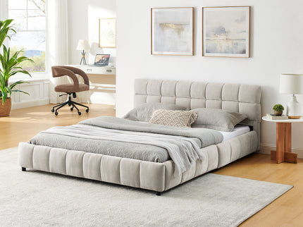 Modern Platform Bed Frame With Thick Fabric
