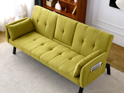 Sofa Bed With Foldable Design And Cup Holder - Green