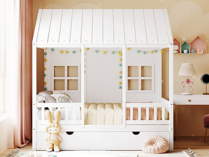 House Bed With Twin Size Trundle, Daybed