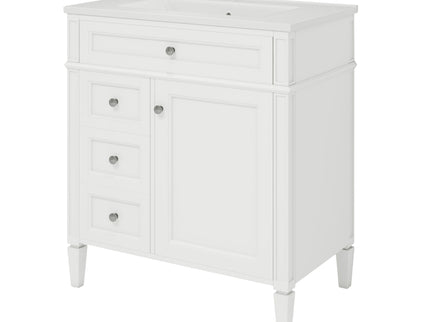 Bathroom Vanity With Top Sink, Modern Bathroom Storage Cabinet With 2 Drawers And A Tip-Out Drawer