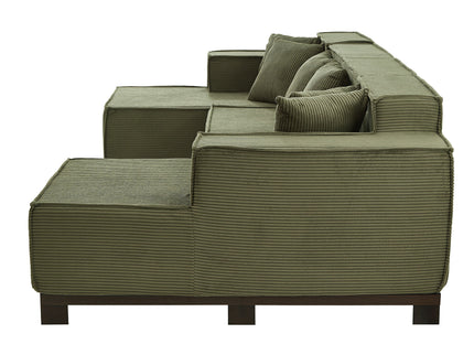 U-Shaped Sectional Sofa With RGB LED Light Strip And 6 Pillows