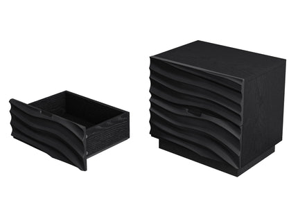 Nightstands, Bedside Table With 2 Drawers (Set of 2) - Black
