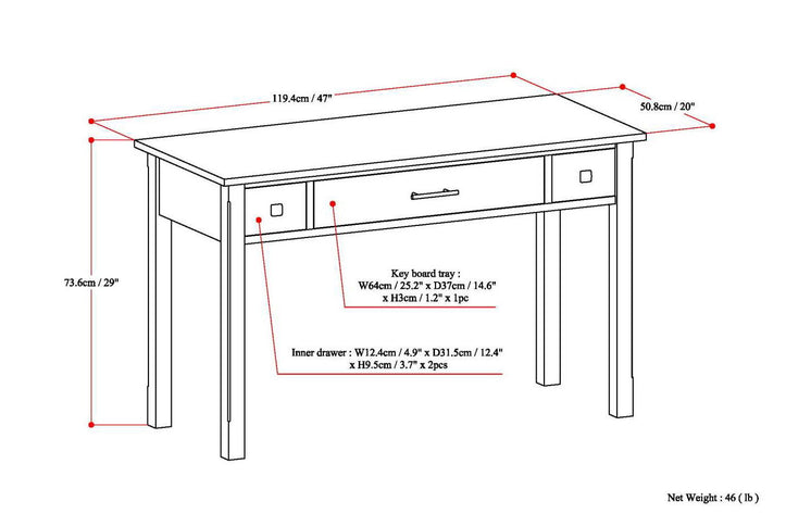 Avalon - Handcrafted Writing Office Desk