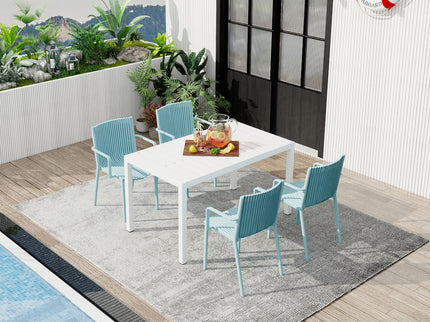 4 Piece Stackable Single Chairs With Vertical Stripe Design For All Weather