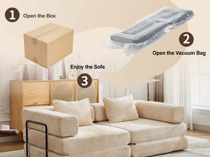 Convertible Floor Sofa Bed With Pillow Back Support Armrest