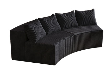 Curved Sectional Sofa With 4 Pillows, Modular Semi Circular Design