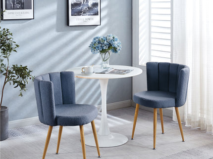 Modern Dining Chair (Set of 2) With Iron Tube Wood Color Legs, Shorthair Cushions And Comfortable Backrest, Suitable For Dining Room, Living Room, Cafe, Simple Structure