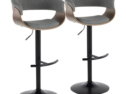Vintage Mod - Mid Century Modern Adjustable Height Barstool With Swivel & Rounded T Footrest (Set of 2)