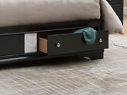 Madrid - Queen Bed With Storage Drawers And Nickel Handles - Black