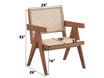 Armchair And Matching Square End Table, 2 Piece Living Room Set - Natural