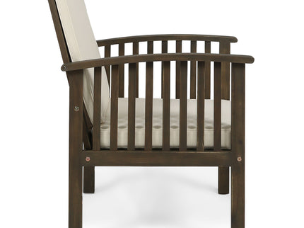 Casa Acacia Wood Club Chairs (Set of 2) With Water Resistant Cushions - Gray / Cream