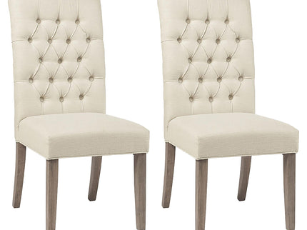 Tufted Back Parson Chairs (Set of 2) - Beige