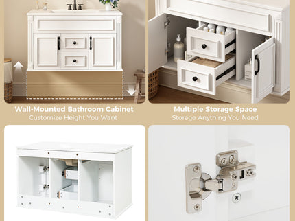 French Simple Style Wall Mounted Bathroom Cabinet With Sink