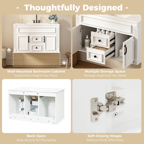 French Simple Style Wall Mounted Bathroom Cabinet With Sink