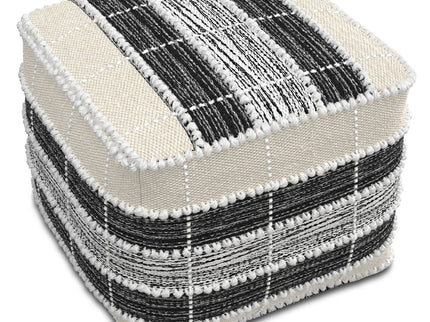 Barley - Square Pouf - White / Beige / Black
