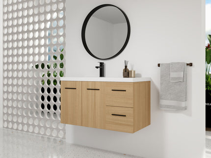 Wall Mounted Floating Bathroom Vanity With Sink, Door & Drawers Modular Cabinet