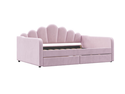 Shell Shaped Upholstered Daybed Frame With Slats