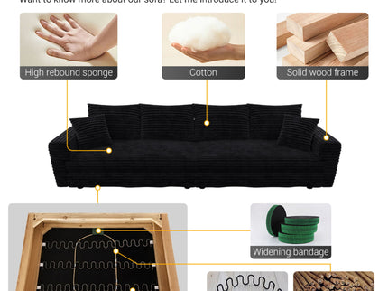 Deep Seat Convertible Sofa With Soft Pillows And Ottomans