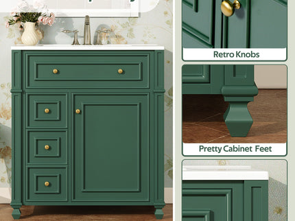 Bathroom Vanity Cabinet With Sink, Soft Close Doors With Door Organizer