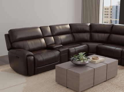 Brazil - Power Sectional With Adjustable Headrest & Footrest - Dark Brown