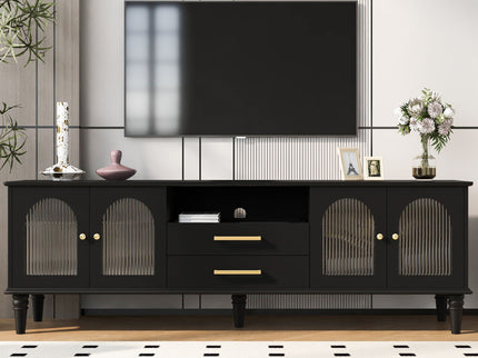 TV Stand For TVs Up To 75", Entertainment Center Media Console For Living Room - Black