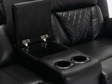 Home Theater Seating Manual Recliner Loveseat With Hide-Away Storage, Cup Holders And Led Light Strip For Living Room