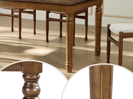 Rectangular Dining Table With Framed Top And Turned Legs - Walnut