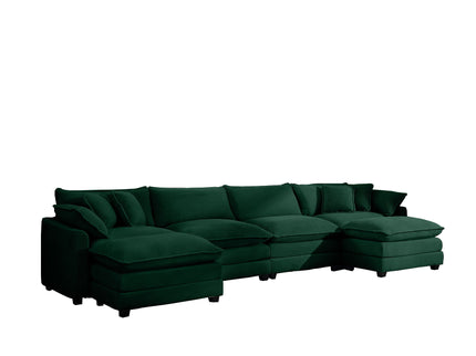 Modern Modular Cushion Sofa With Ottoman, Low Back, Deep Seating Sofa Set