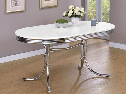 Oval Dining Table - White - Metal