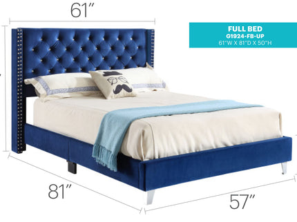 Upholstered Nailhead Trim Chic Bed