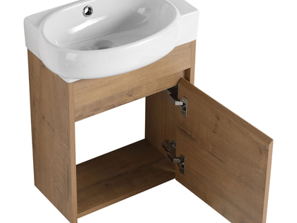 Wall Mounted Bathroom Vanity With Sink And Storage Rack, Soft Close Doors