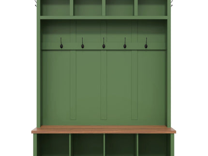 Hall Tree With Storage Bench Mudroom Coat Rack With 6 Hooks