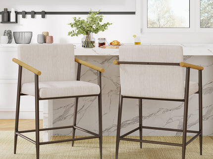 Mid Century Modern Counter Stool Set With Iron Frame