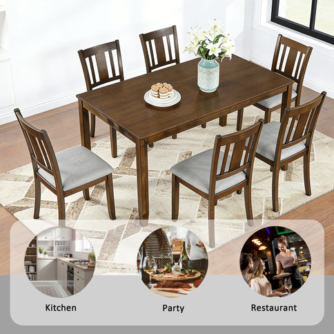 Kitchen Dining Set, Rectangular Dining Table With Upholstered Chairs