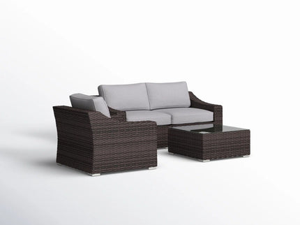 Outdoor Wicker Conversation Set With Cushions, All Weather