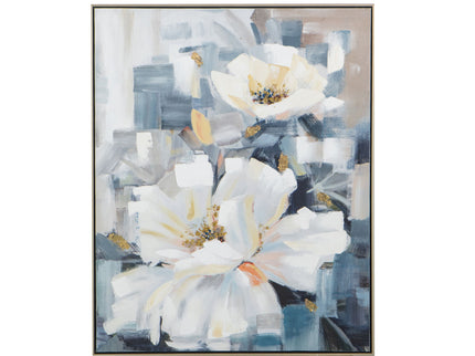 Large Rectangle Framed Wall Art Flower Canvas Print, Home Decor For Living Room Kitchen Foyer Office - Blue